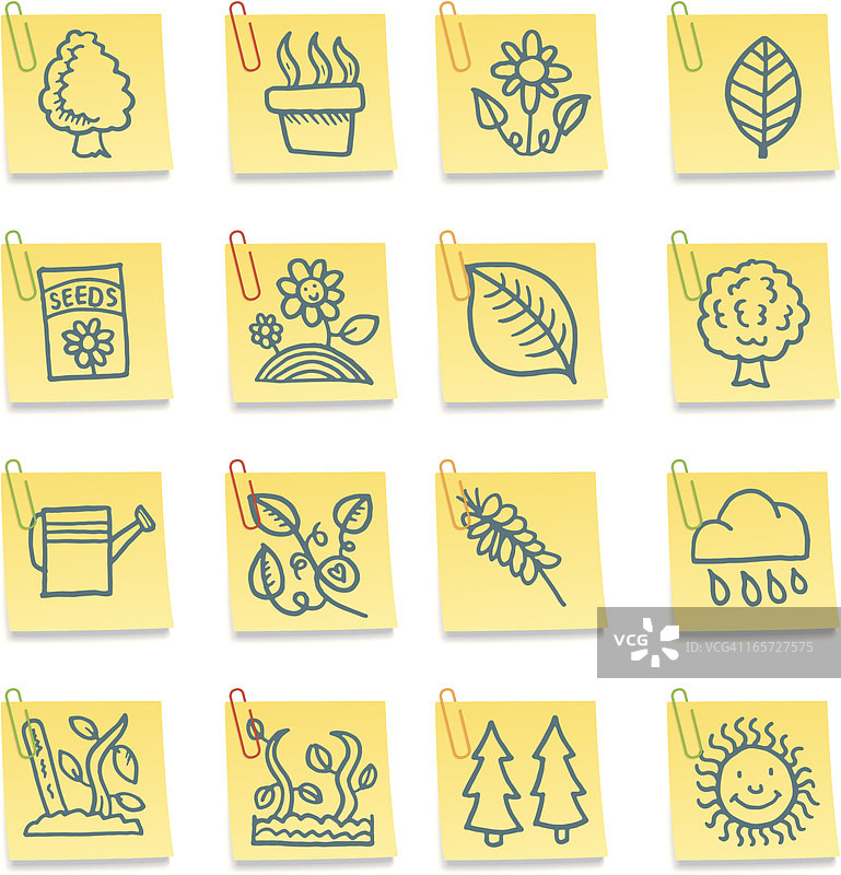 自然与园艺便利贴图标图片素材