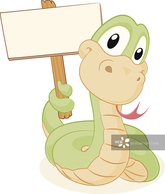 蛇拿着空白标志图片素材