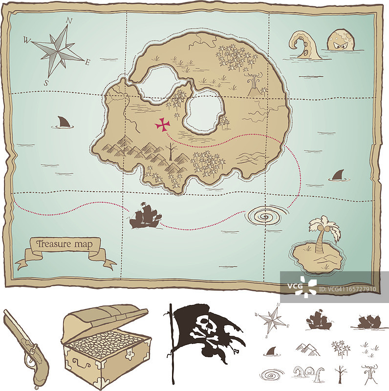 海盗藏宝图图片素材