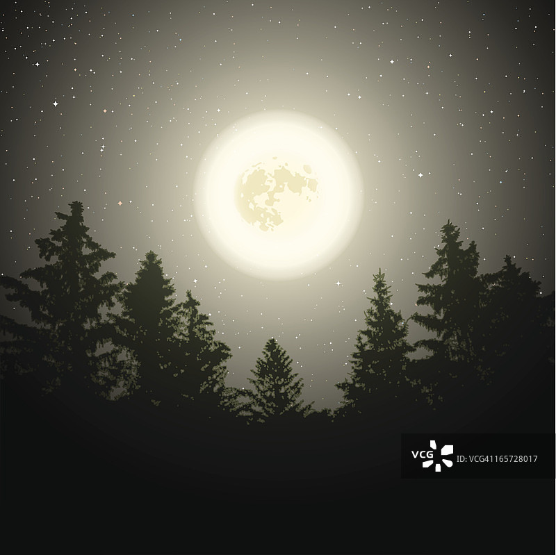 树木上空的月亮图片素材