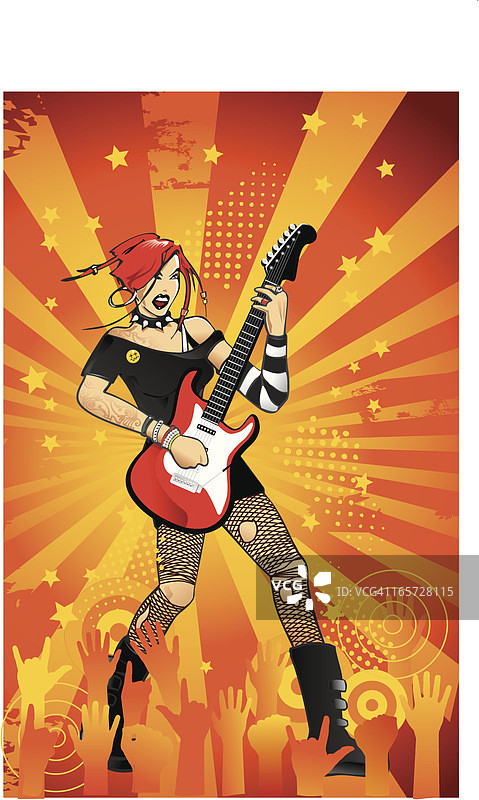 朋克摇滚女吉他手图片素材