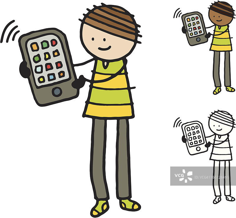 拿着一个超大手机的人图片素材