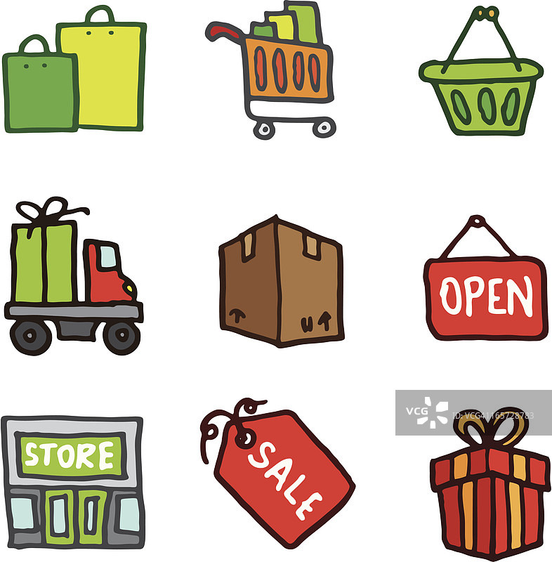 手绘购物图标图片素材