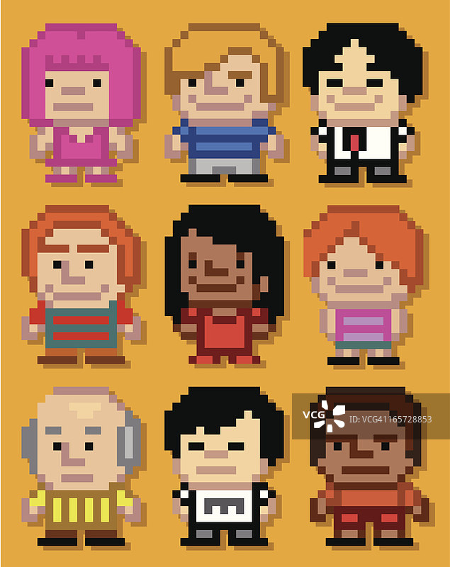 像素人物 - 橙色系列图片素材