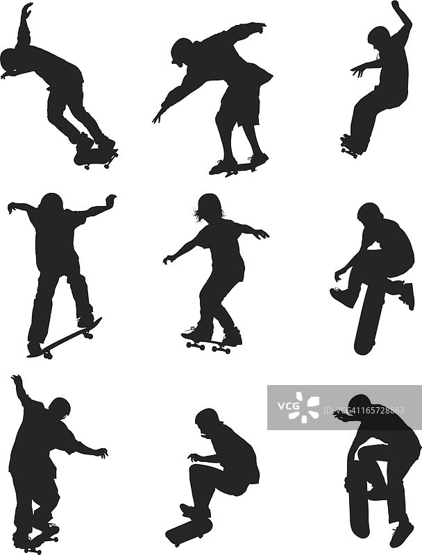 男生玩滑板和做特技图片素材