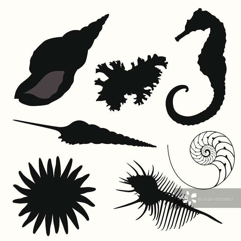 海洋生物剪影矢量素材图片素材