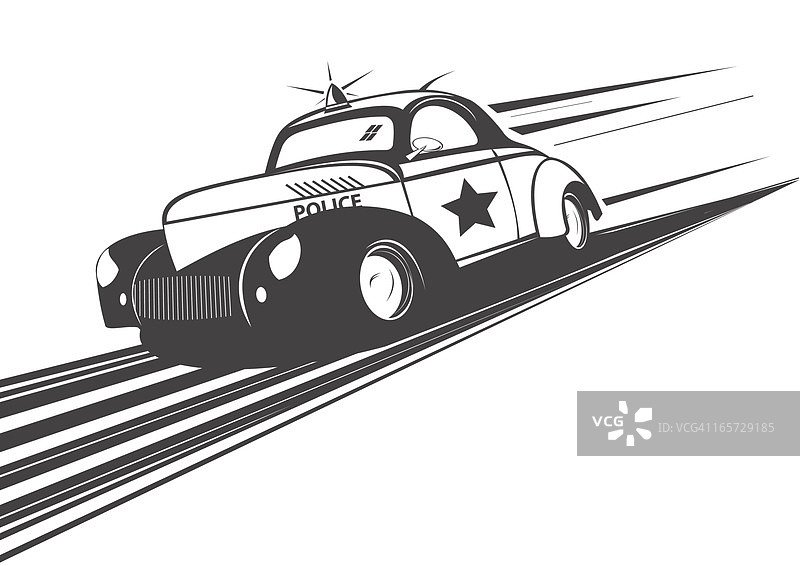 老式警车飞驰图片素材