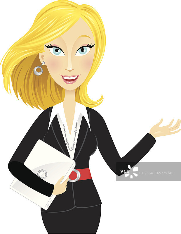 使用笔记本电脑的金发美女商人图片素材