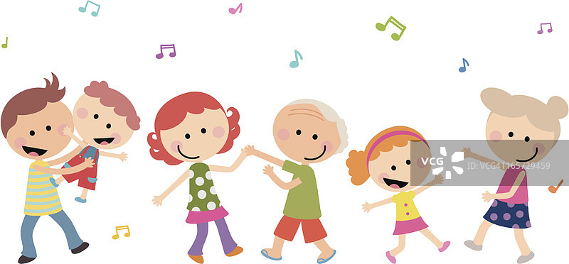 可爱快乐的多代家庭跳舞图片素材