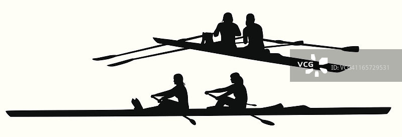 划船矢量剪影图片素材