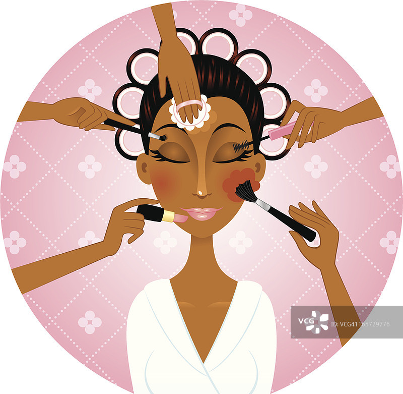 非洲裔女人化妆图片素材