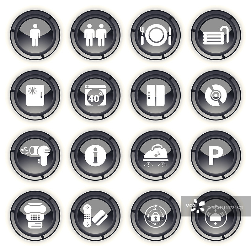 酒店住宿额外设施|灰色按钮系列图片素材