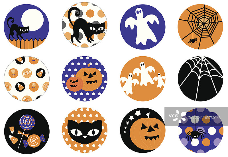 可爱的万圣节符号和图标合集图片素材