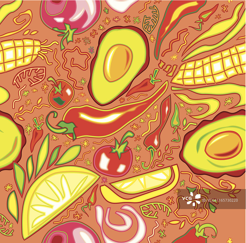墨西哥蔬菜图案（粉色）图片素材