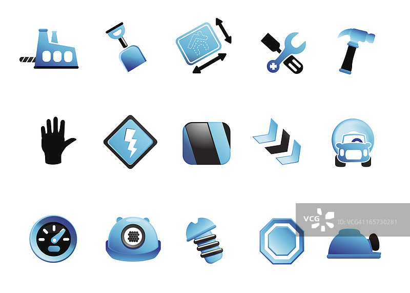 蓝色建筑图标图片素材