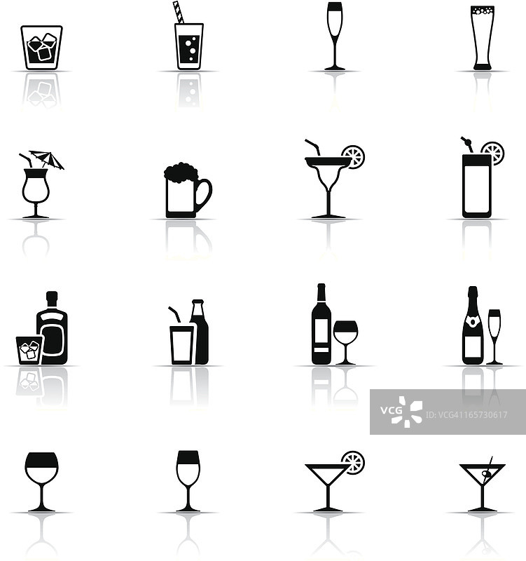 饮品和玻璃杯图标集图片素材