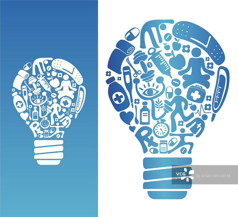 灯泡形状的健康图标概念图片素材