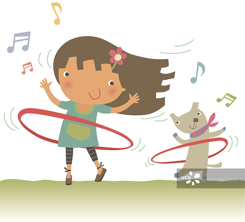 玩呼啦圈的小女孩图片素材