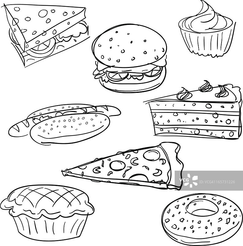 黑白食物收集图片素材