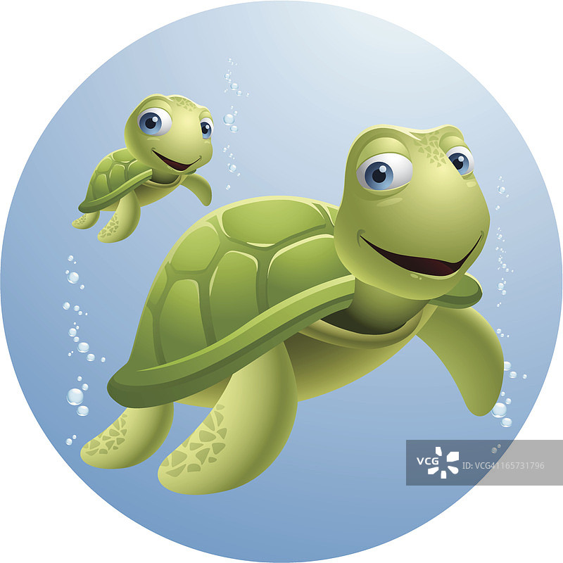父亲和海龟宝宝图片素材