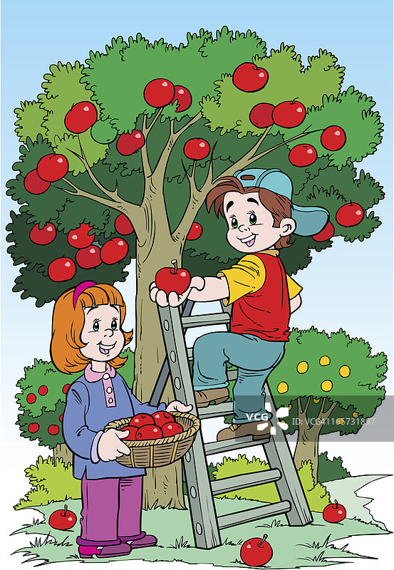 果园里的儿童图片素材