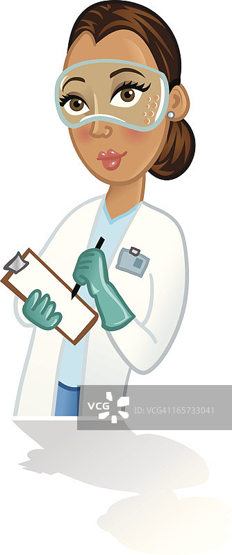 身穿实验服、手持写字板的女科学家图片素材