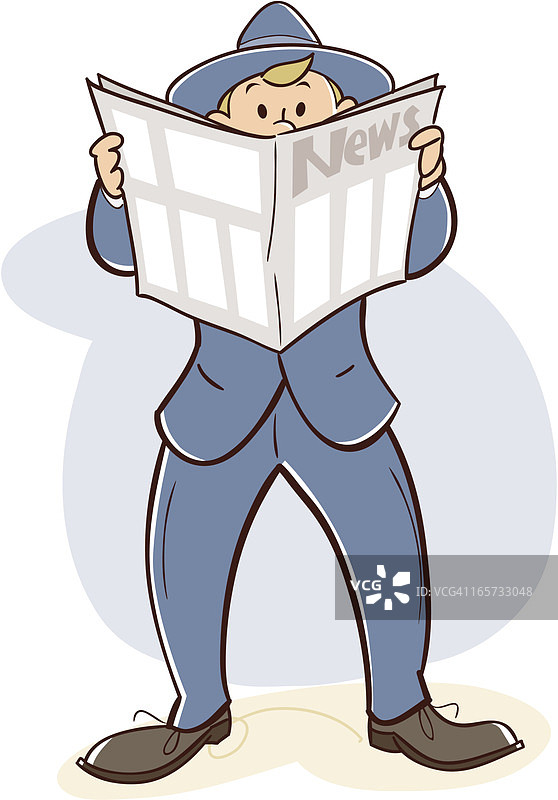 正在阅读报纸的复古男人图片素材