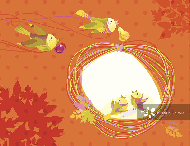 秋季鸟类家庭图片素材