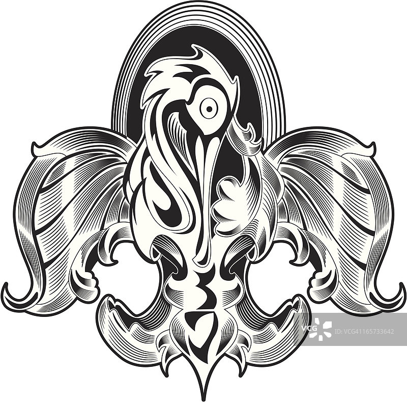 鹈鹕鸢尾花饰图片素材