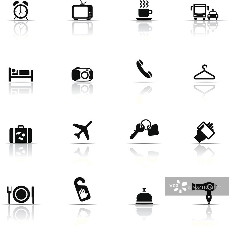 黑白酒店图标集图片素材