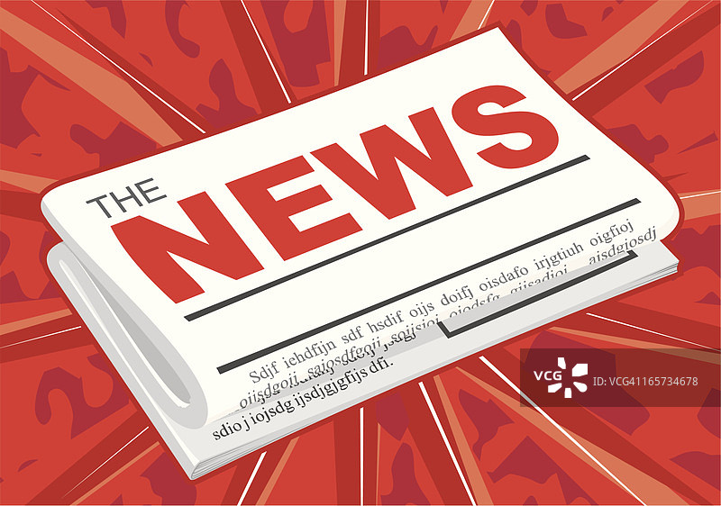 红色背景上的报纸插图图片素材