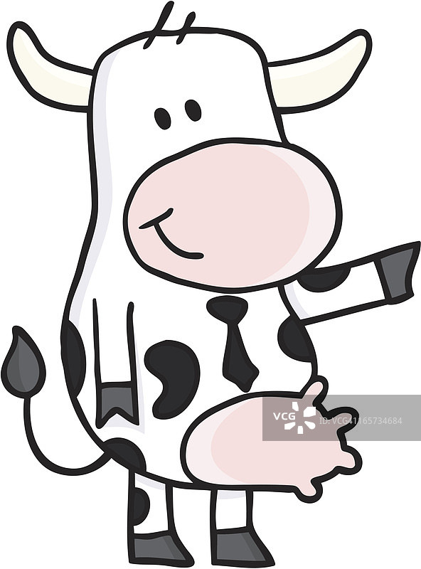 卡通奶牛指向某物图片素材