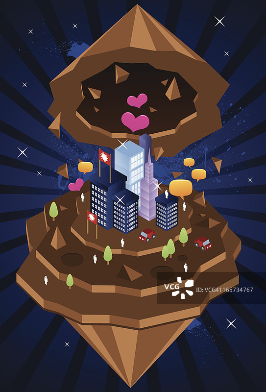 从山中延伸出来的城市图片素材