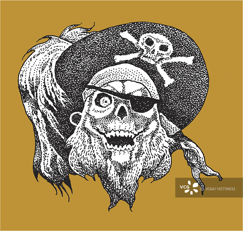 戴眼罩的海盗骷髅头图片素材