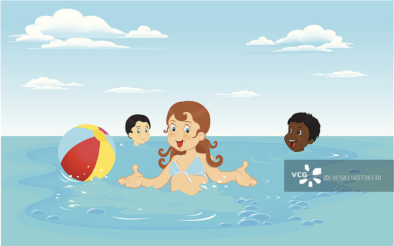 水中的孩子们图片素材