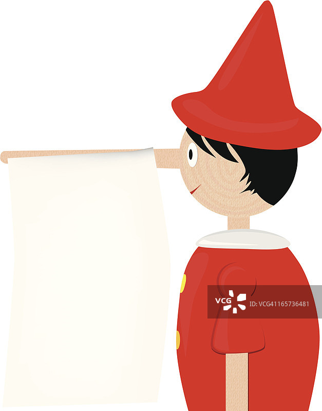 鼻子上有纸条的匹诺曹图片素材