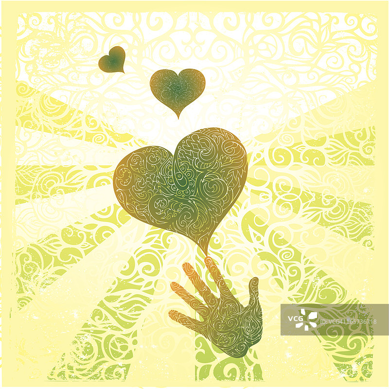 心形和阳光手绘图片素材