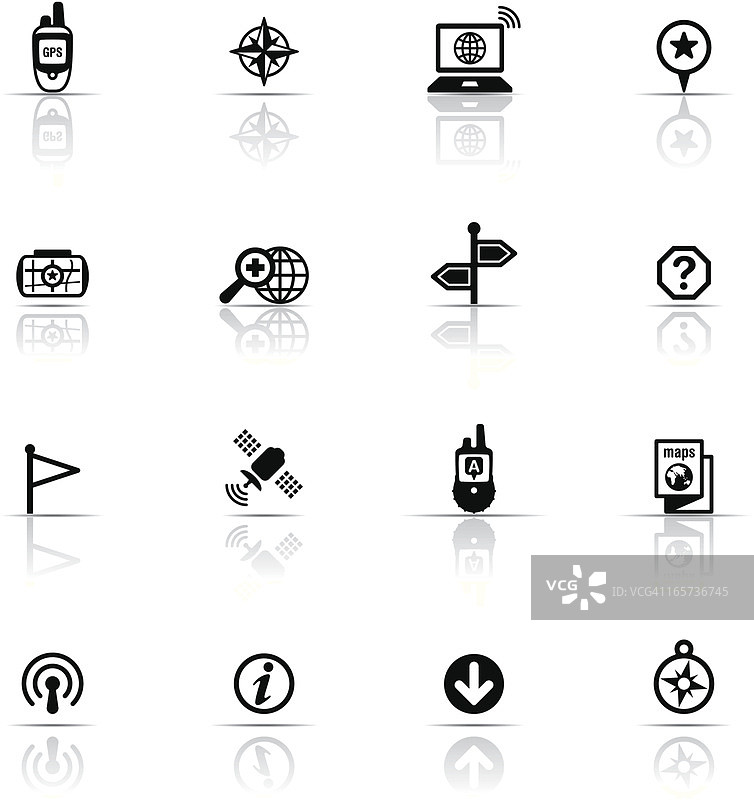 16个黑白GP主题扁平图标图片素材