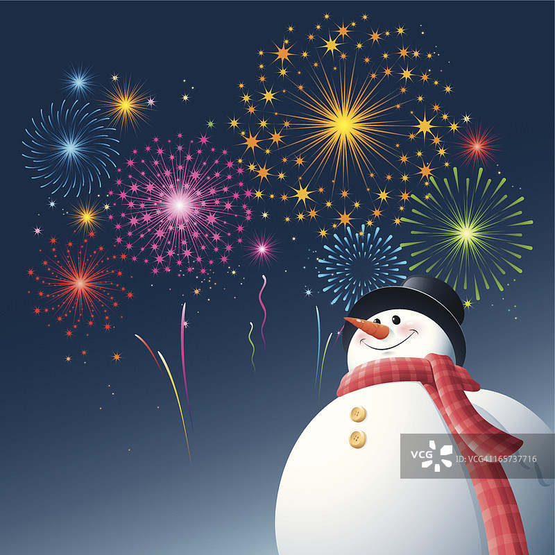 雪人与烟花图片素材