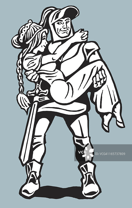 英雄骑士与遇险少女图片素材