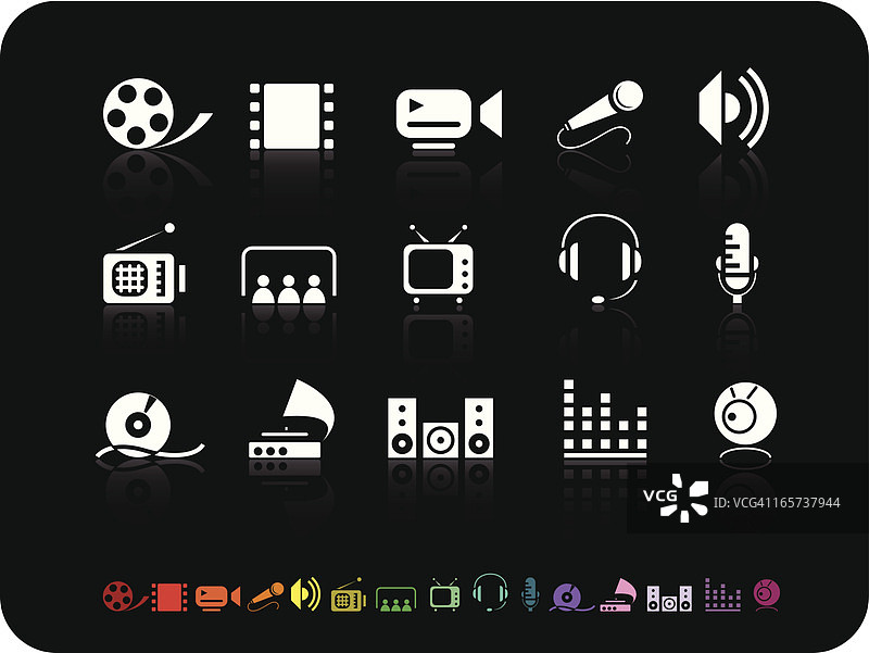 视频和音频简约图标图片素材