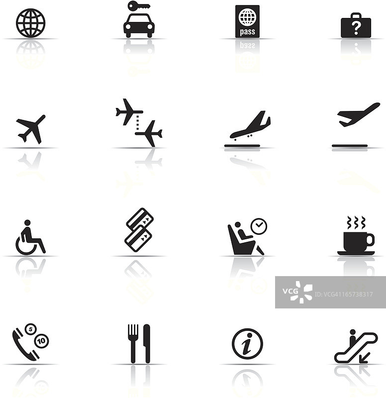 机场物品图标集图片素材