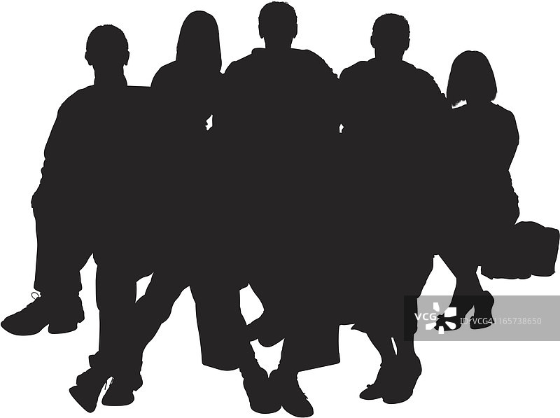 大家庭剪影全家福图片素材