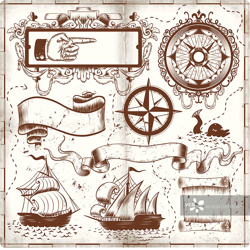 旧地图涂鸦图片素材