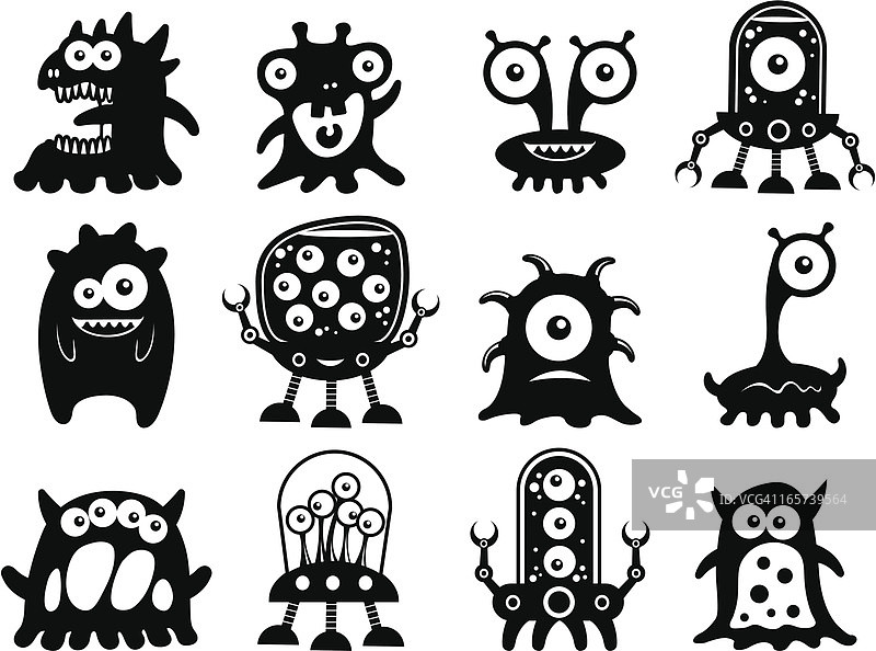 可爱的外星人剪影图片素材