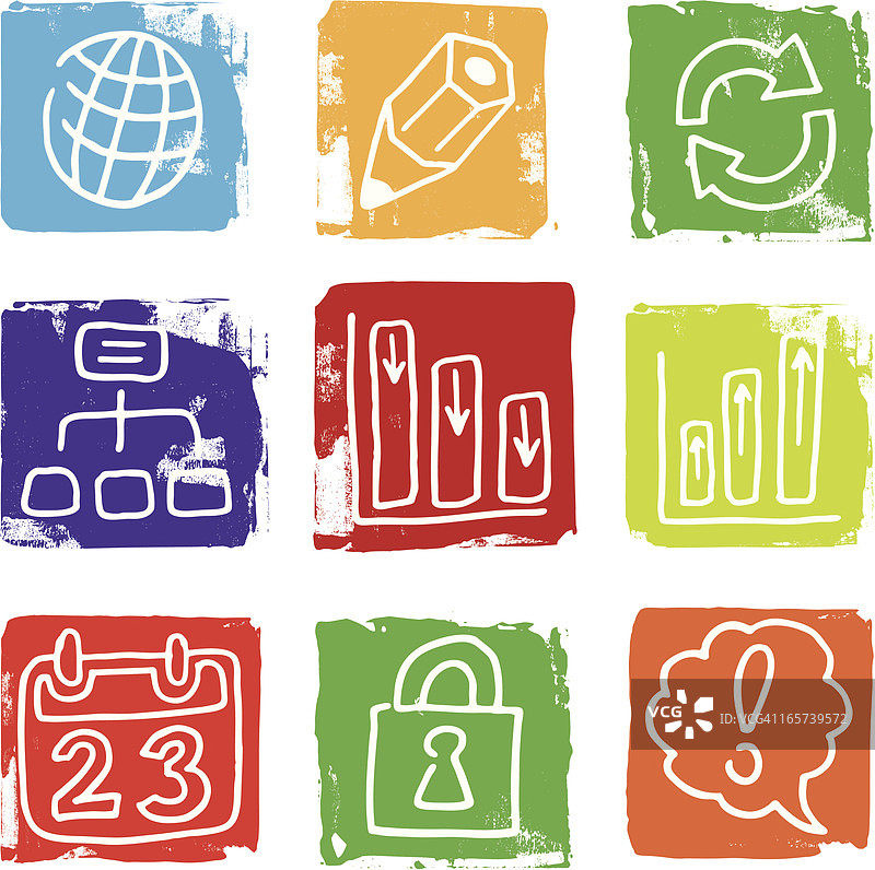 办公室和通信Grunge风格方块图片素材