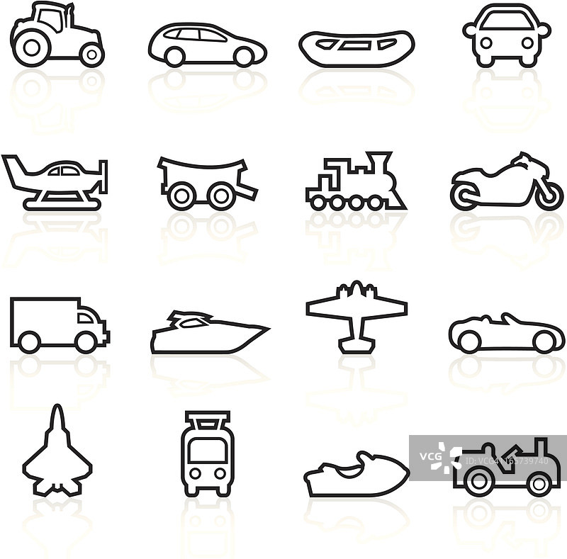 黑色符号 - 交通运输轮廓图片素材