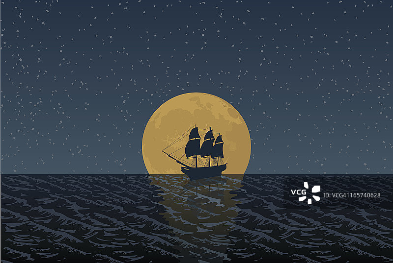 满月之船图片素材