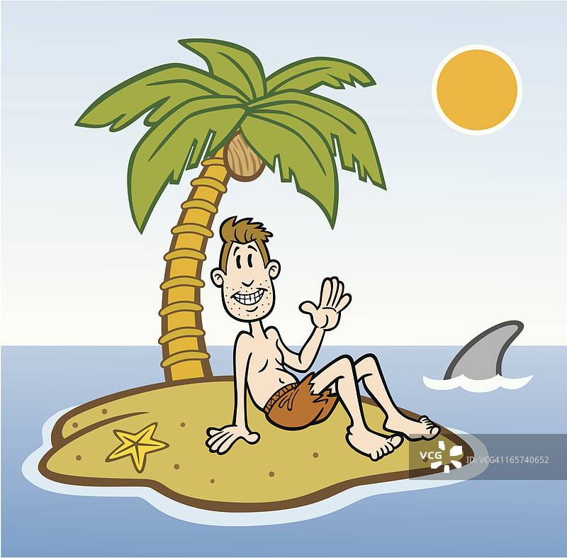 荒岛上的卡通男人图片素材
