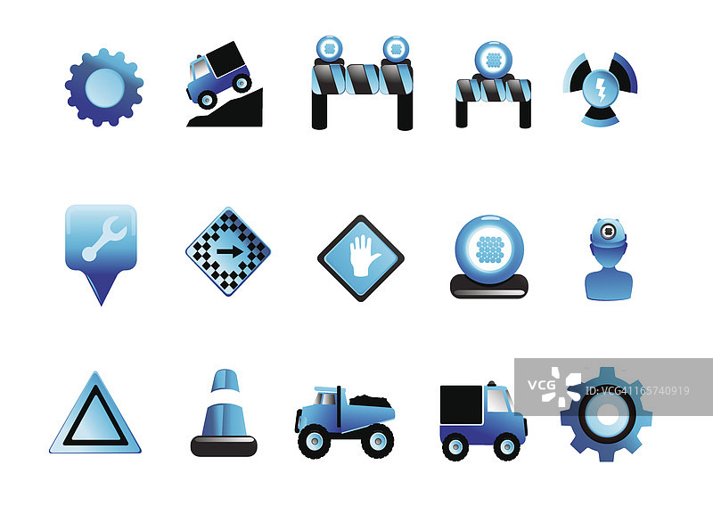 蓝色光面建筑图标图片素材